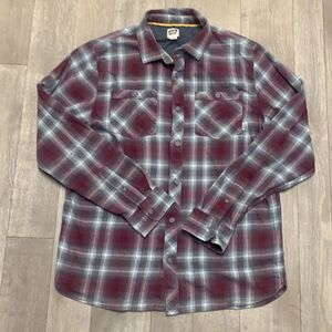 Mens REEF Plaid Flannel Button‎ Down Longsleeve Shirt